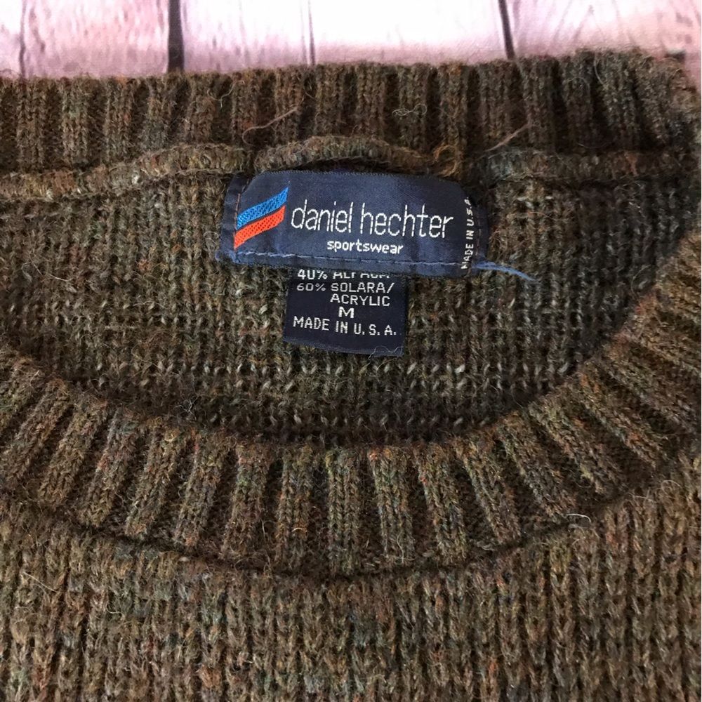 VINTAGE Daniel Hechter Paris Men’s Brown Marled Crew Neck Long Sleeve Sweater L - Picture 5 of 7